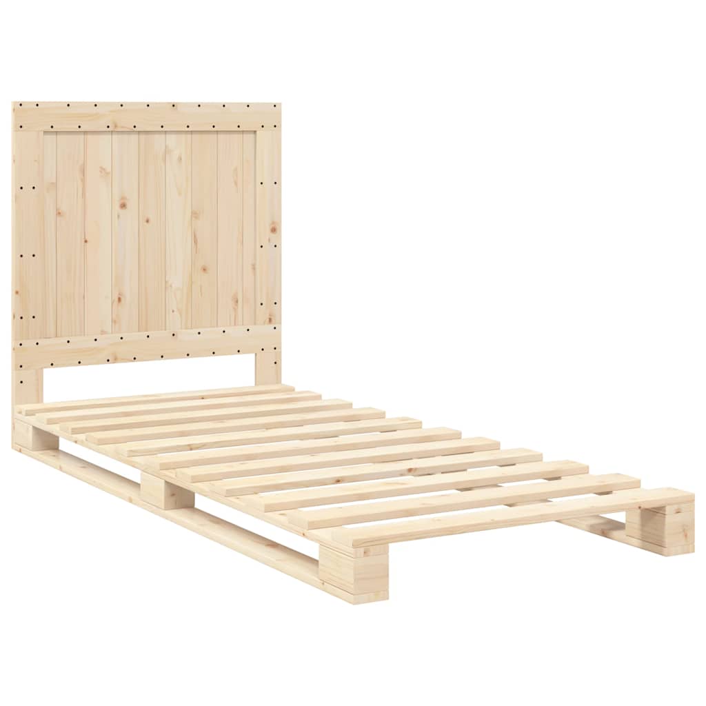 tömör fenyőfa ágykeret fejtámlával 90 x 200 cm