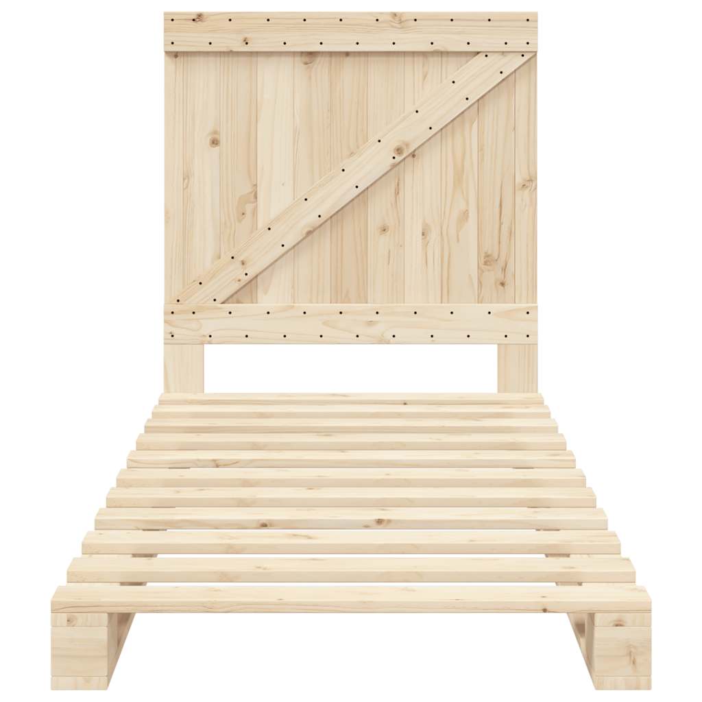 tömör fenyőfa ágykeret fejtámlával 90 x 200 cm