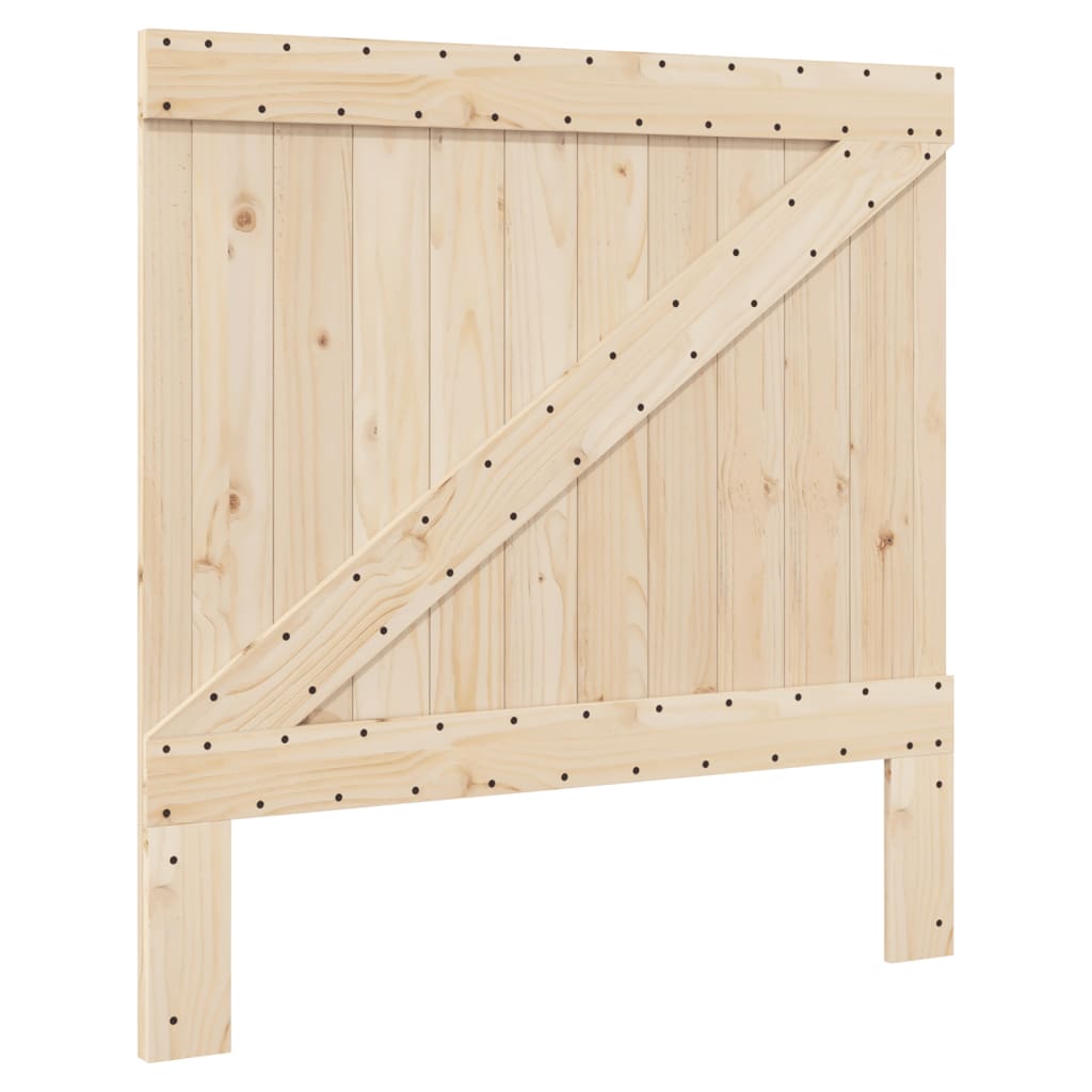szürke tömör fenyőfa ágykeret fejtámlával 100 x 200 cm