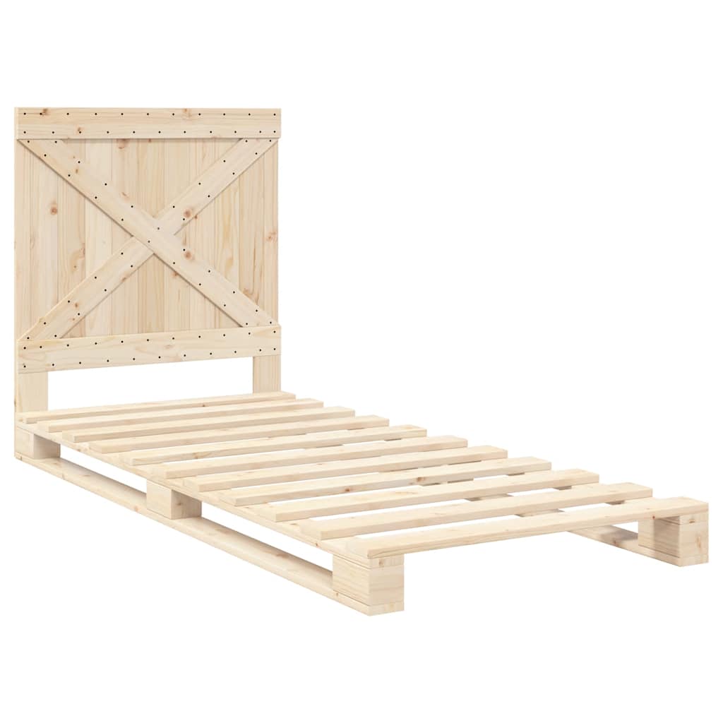 tömör fenyőfa ágykeret fejtámlával 90 x 200 cm