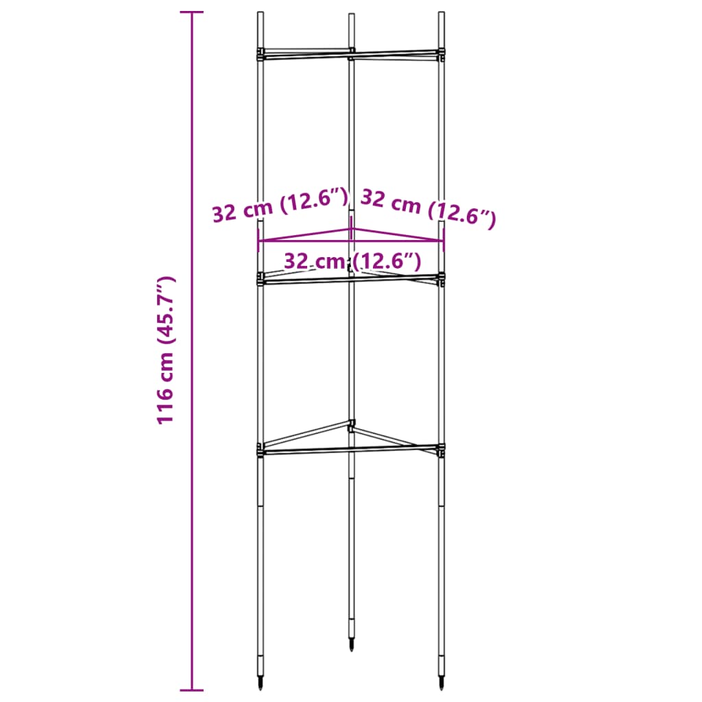 4 db acél és PP paradicsomketrec 116 cm