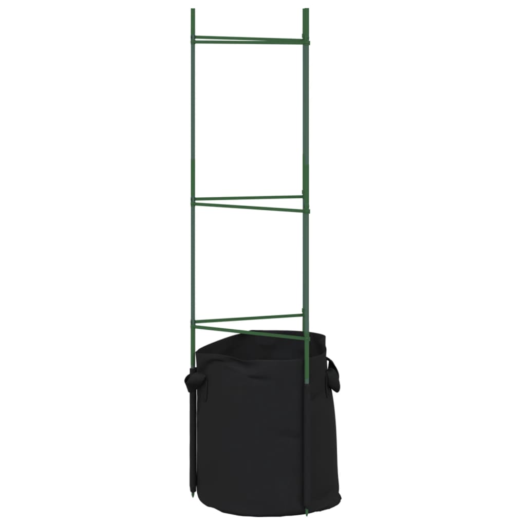 4 db acél és polipropilén paradicsomketrec növényzsákkal 116 cm
