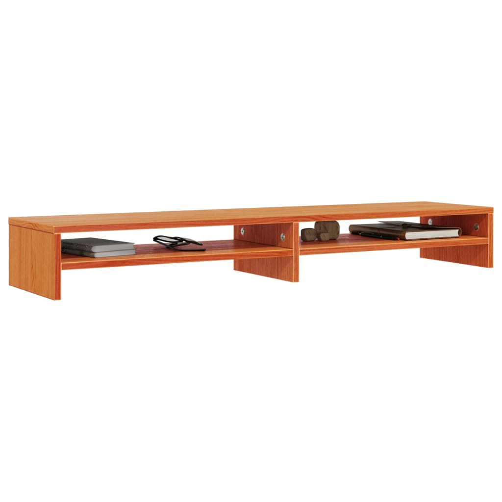 viaszbarna tömör fenyőfa monitorállvány 100 x 24 x 13 cm