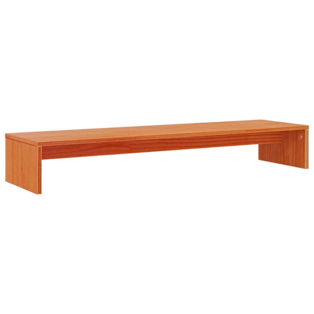 viaszbarna tömör fenyőfa monitorállvány 100x27x15 cm