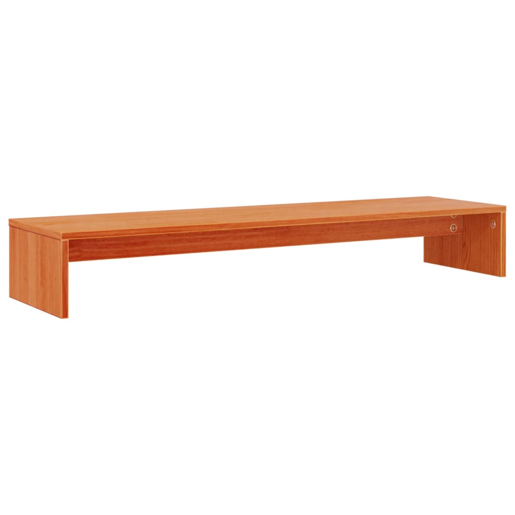 viaszbarna tömör fenyőfa monitorállvány 100x27x15 cm