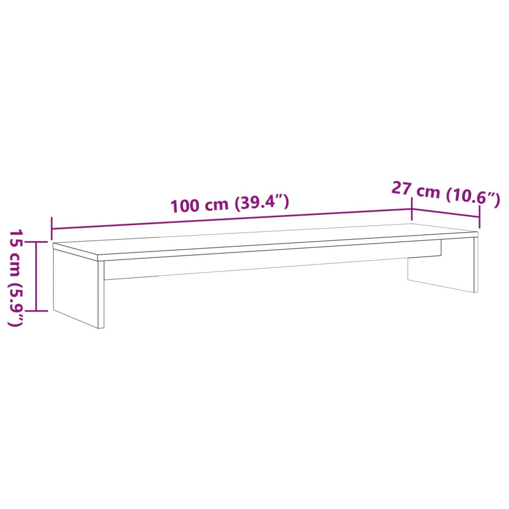 viaszbarna tömör fenyőfa monitorállvány 100x27x15 cm
