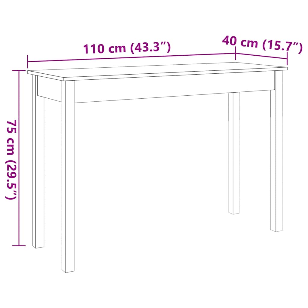 viaszbarna tömör fenyőfa tálalóasztal 110 x 40 x 75 cm