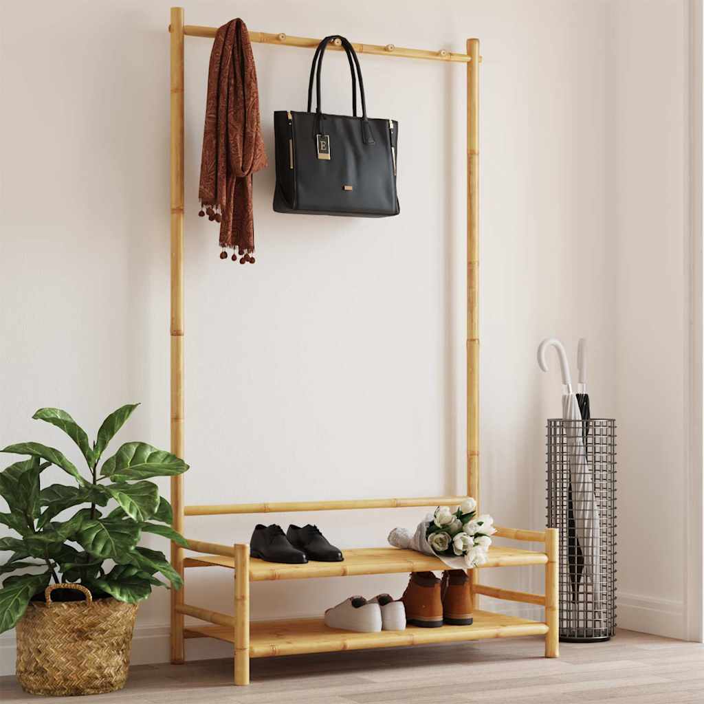bambusz ruhaállvány polcokkal 103 x 40 x 183 cm