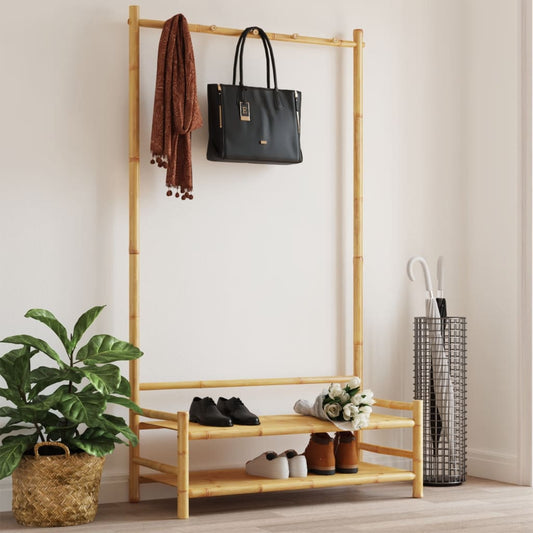 bambusz ruhaállvány polcokkal 103 x 40 x 183 cm