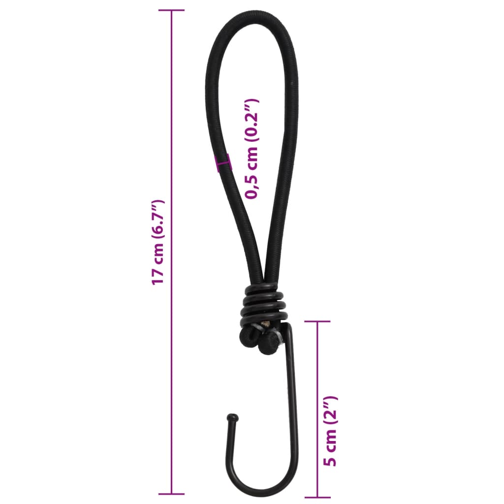 25 db bungeekötél kampókkal 17 cm