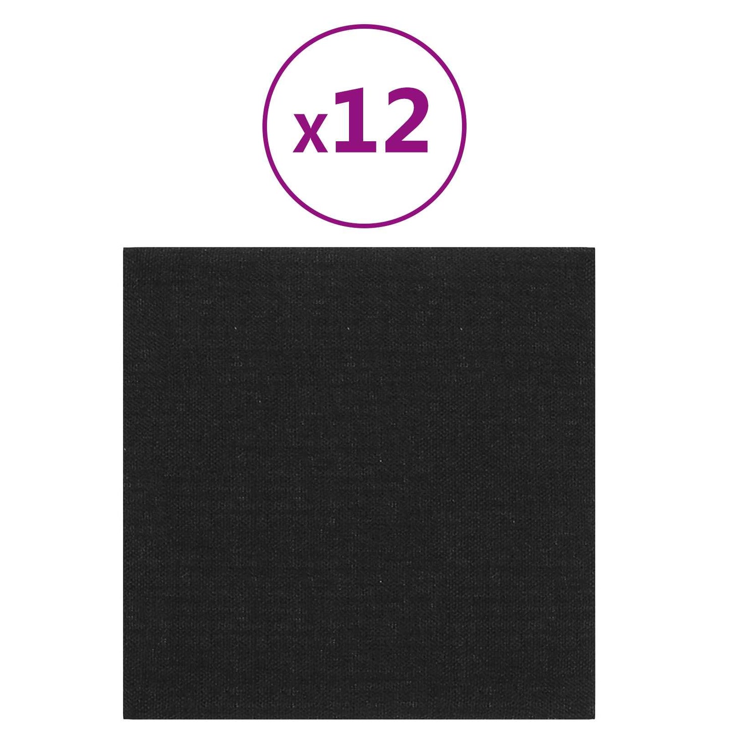 Fali Fejtámla 12 pcs 30 x 30 cm Fekete szövet