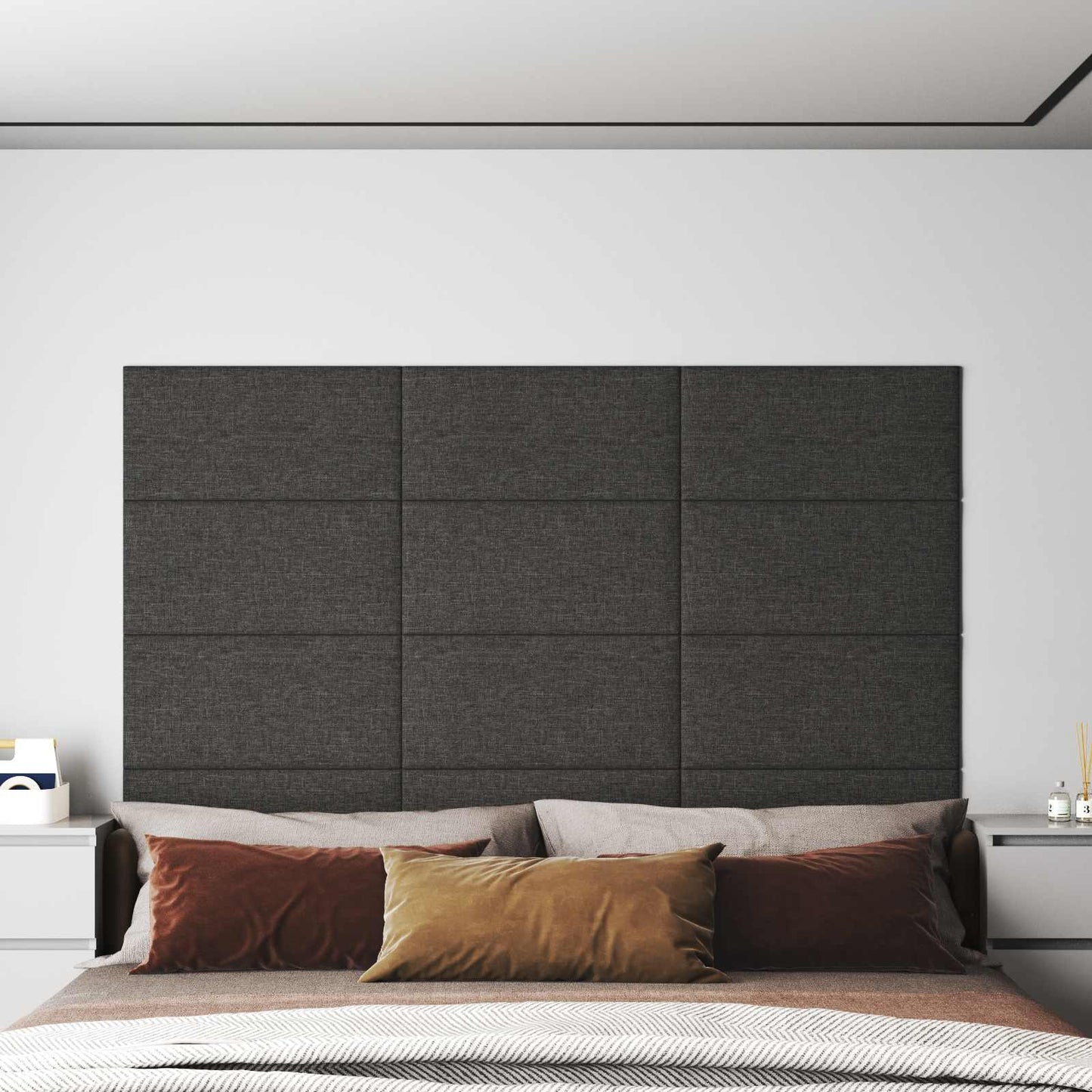 Fali Fejtámla 12 pcs Sötétszürke 60 x 30 cm szövet