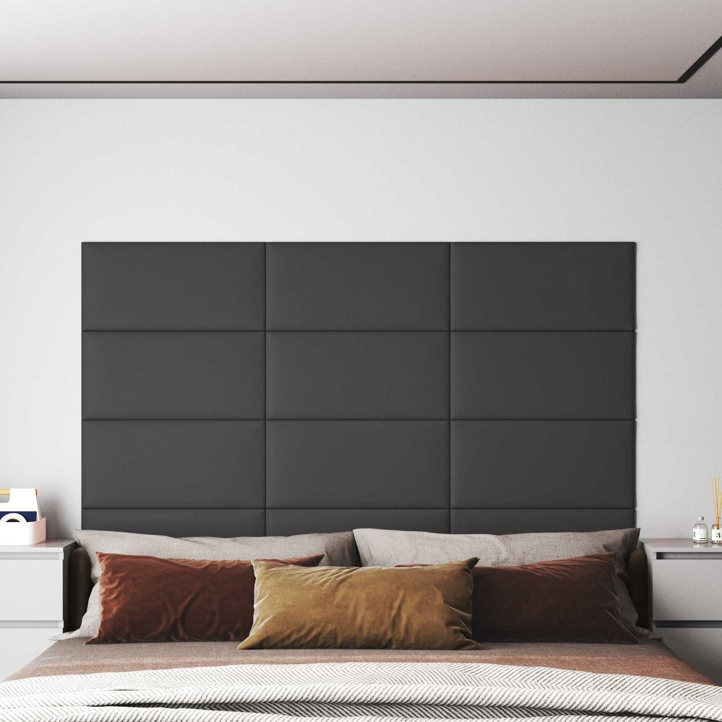 Fali Fejtámla 12 pcs Szürke 60 x 30 cm szövet