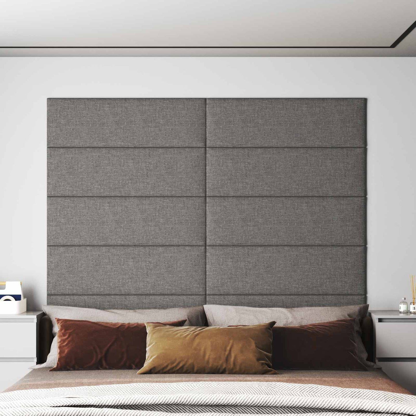 Fali Fejtámla 12 pcs Világosszürke 90 x 30 cm szövet