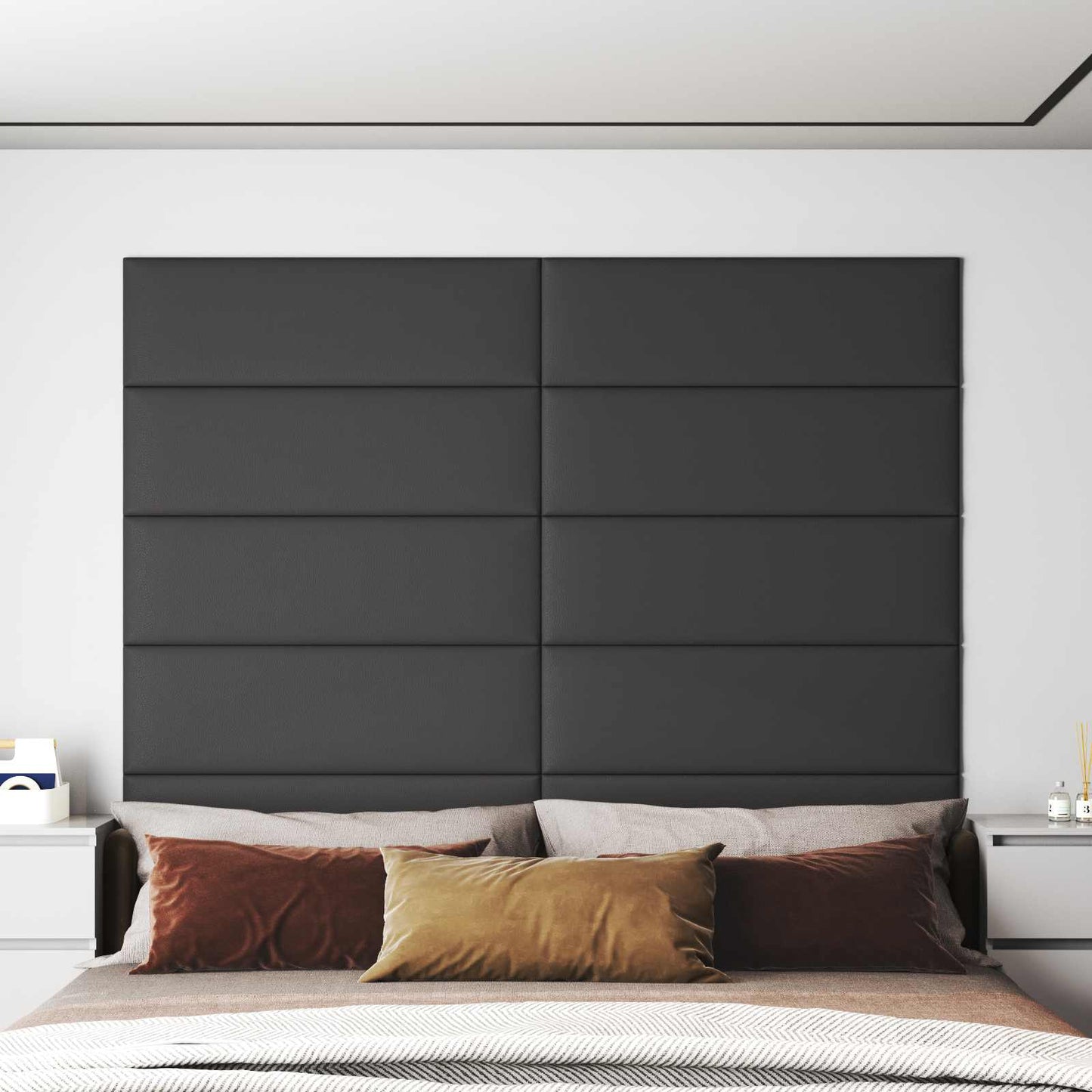 Fali Fejtámla 12 pcs Szürke 90 x 30 cm szövet