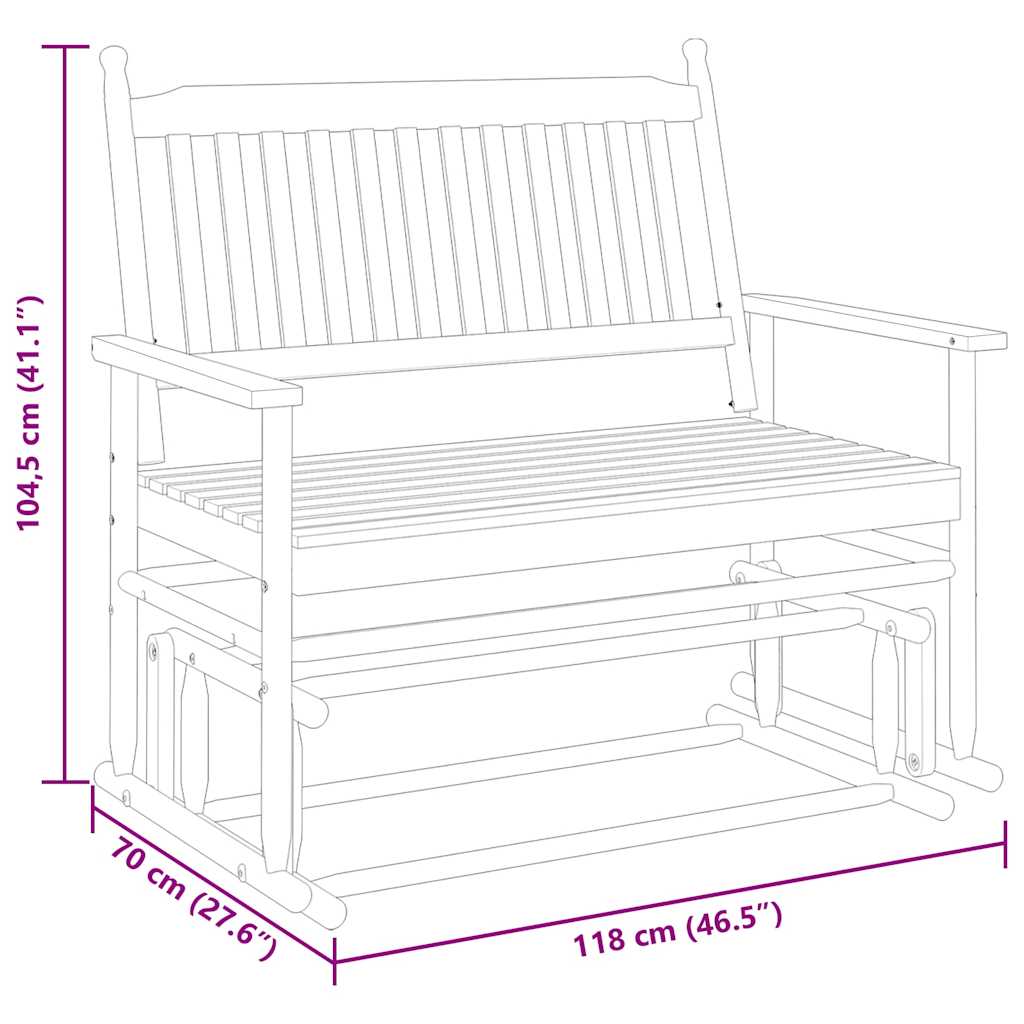 fekete tömör nyárfa hintapad 118 x 70 x 104,5 cm