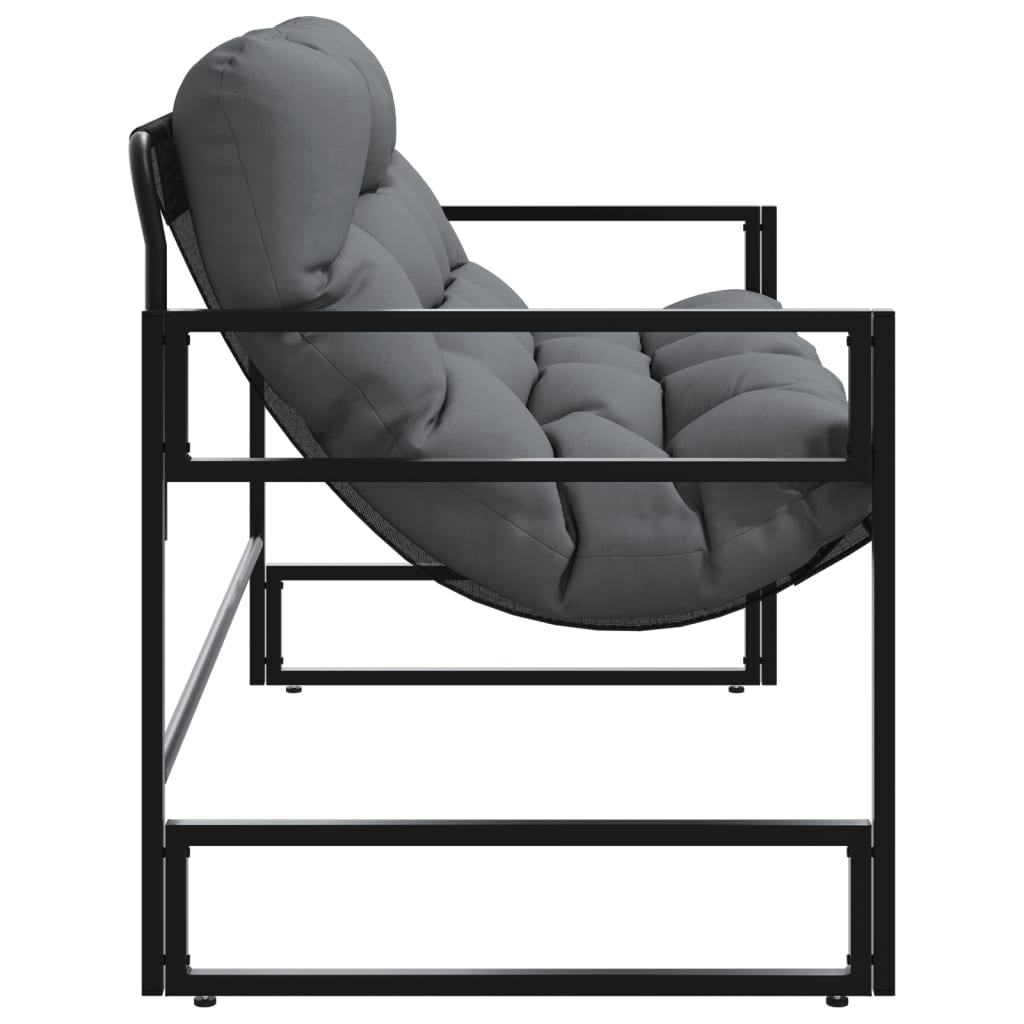 antracitszürke acél kerti pad párnával 113 cm