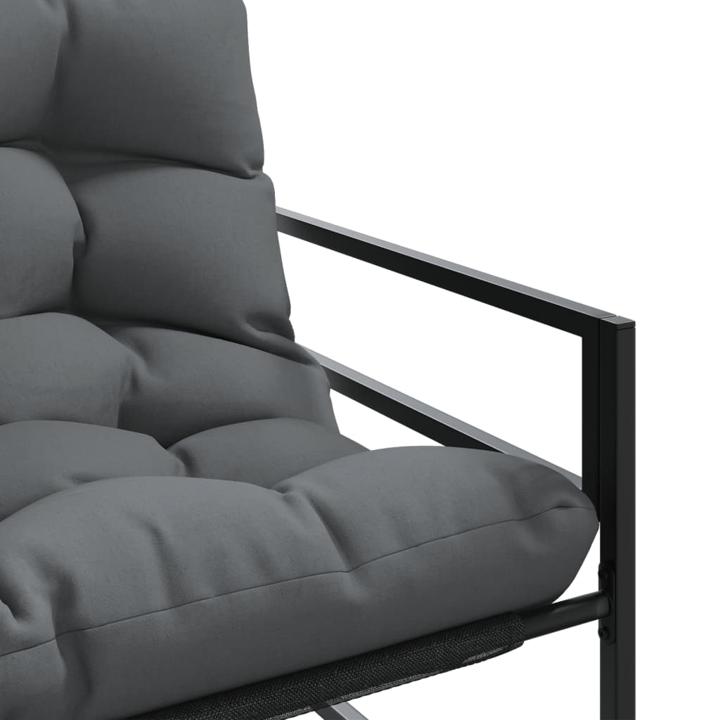 antracitszürke acél kerti pad párnával 113 cm