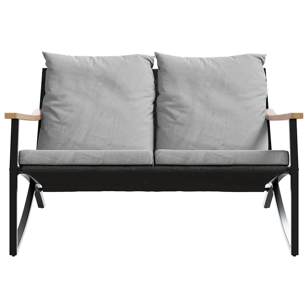 fekete acél kerti pad párnákkal 120 cm
