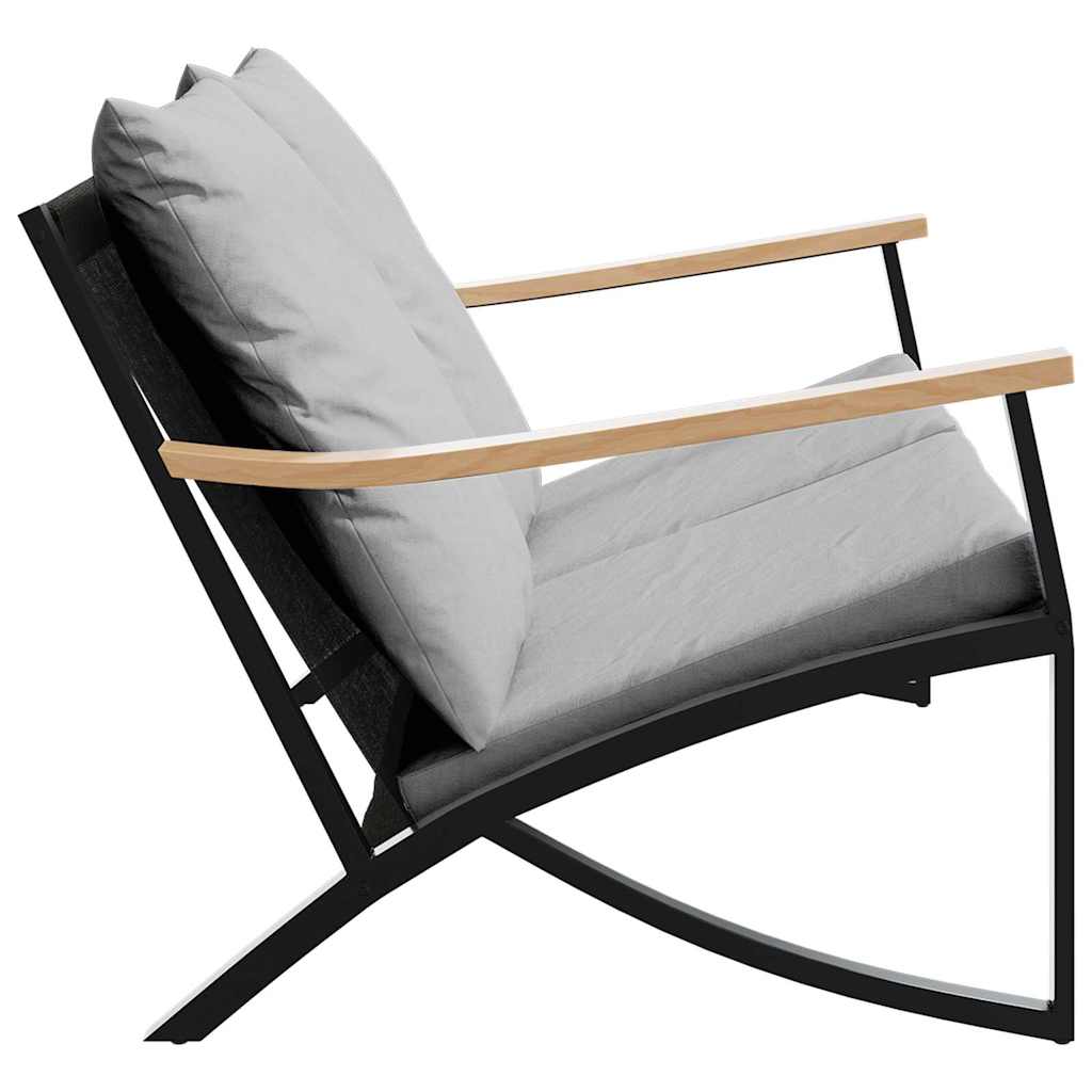 fekete acél kerti pad párnákkal 120 cm