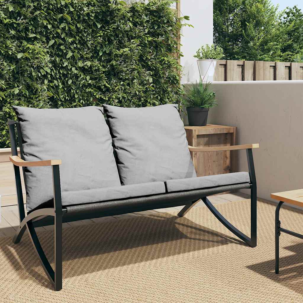 fekete acél kerti pad párnákkal 120 cm