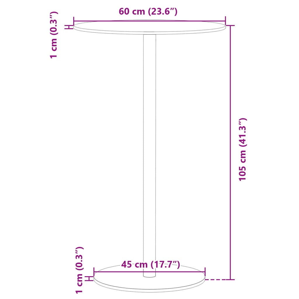 fekete acél kerek kerti asztal Ø60 x 105 cm