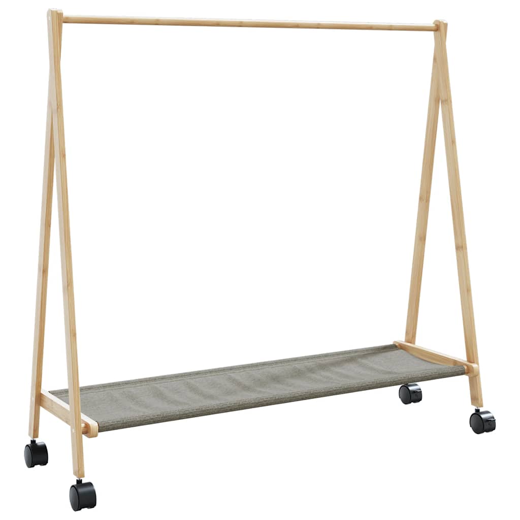 bambusz ruhaállvány polcokkal és kerekekkel 103 x 40 x 183 cm