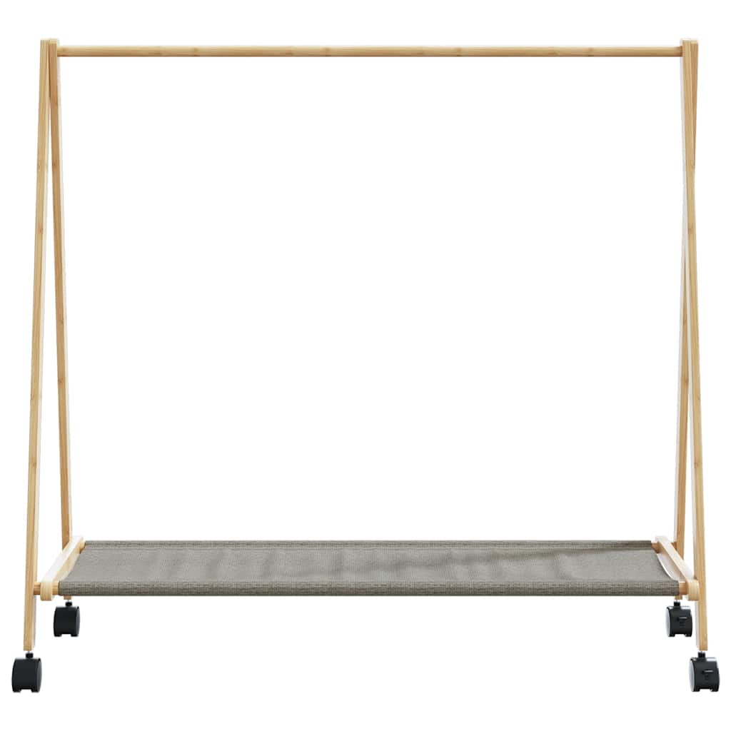bambusz ruhaállvány polcokkal és kerekekkel 103 x 40 x 183 cm
