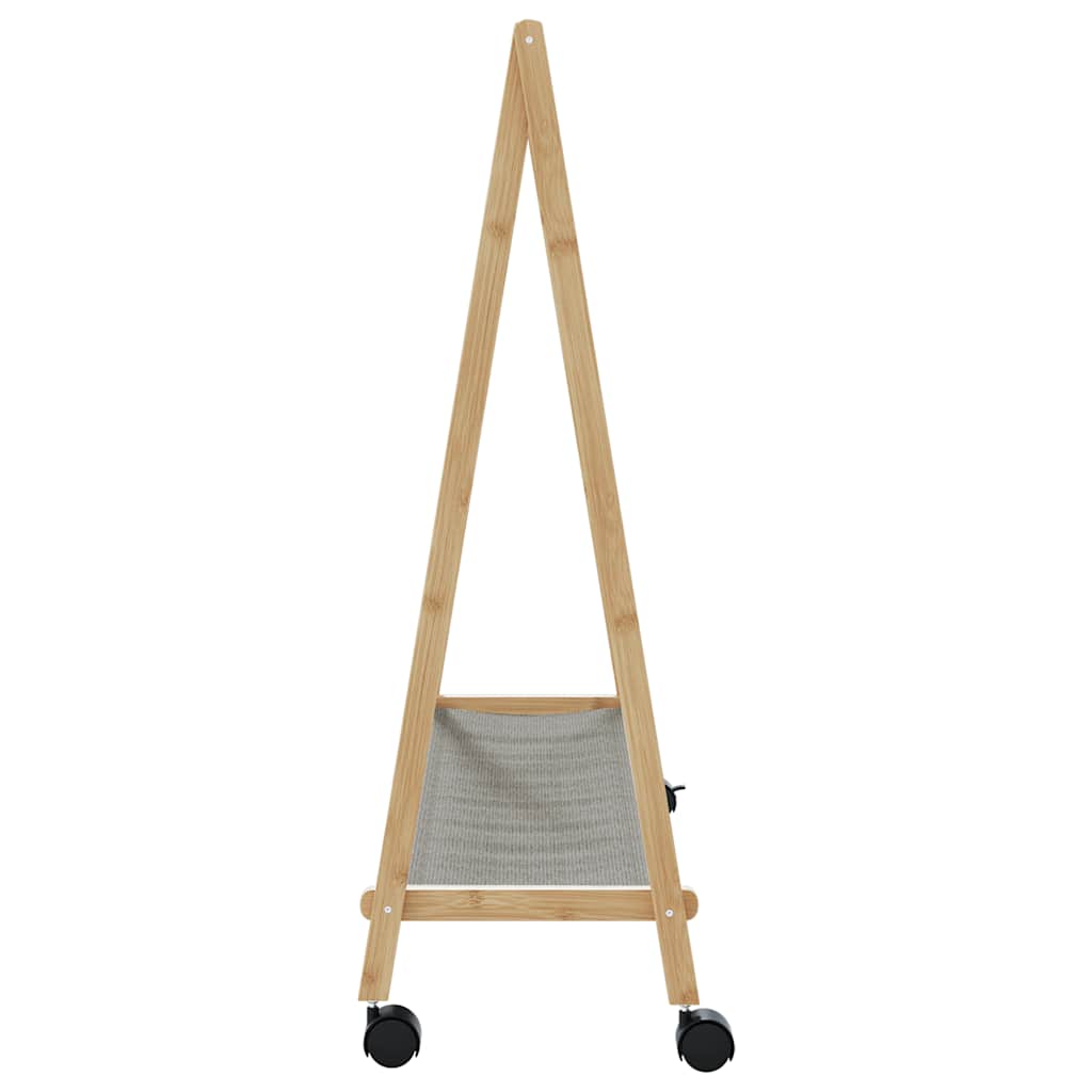 bambusz ruhaállvány polcokkal és kerekekkel 103 x 40 x 183 cm