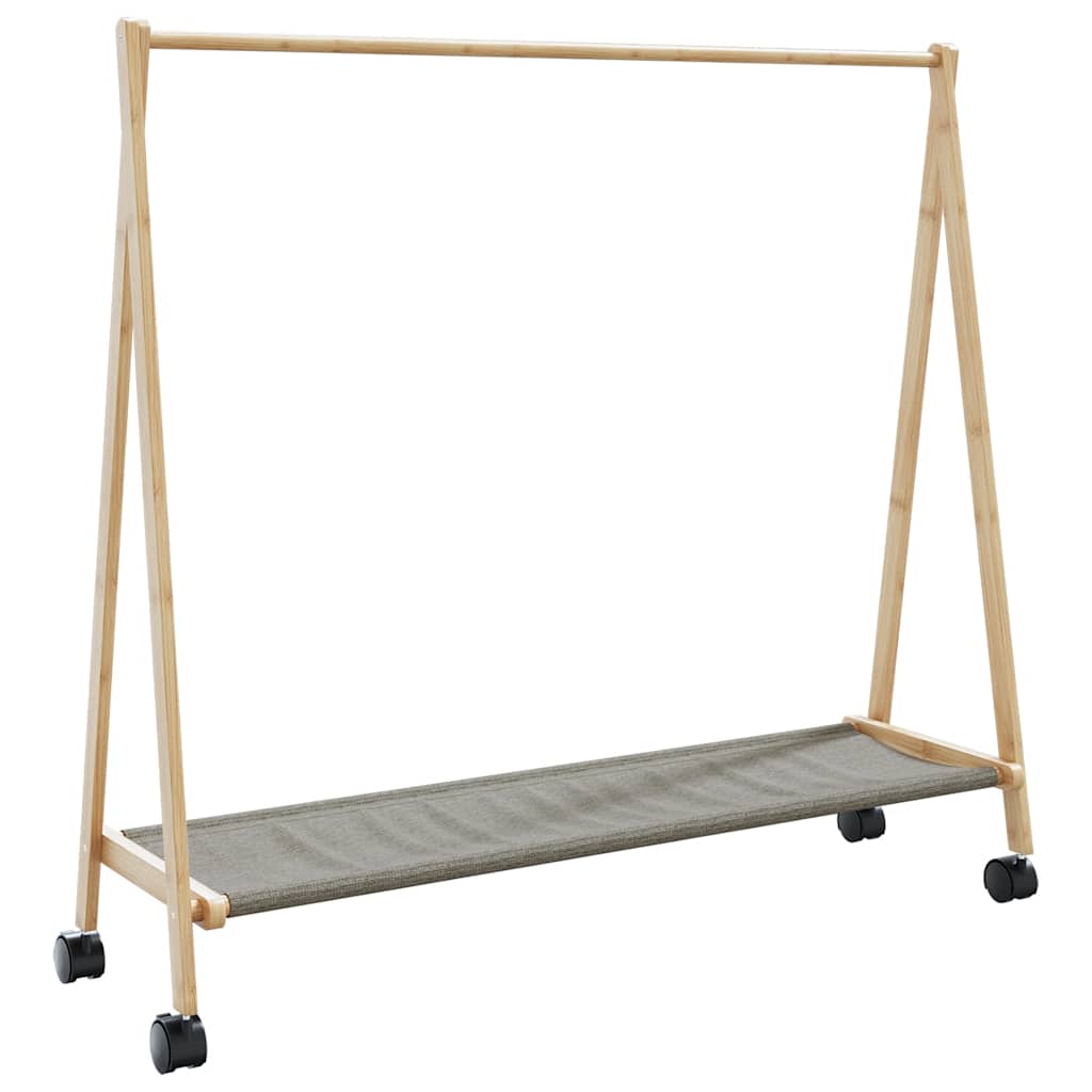 bambusz ruhaállvány polcokkal és kerekekkel 103 x 40 x 183 cm