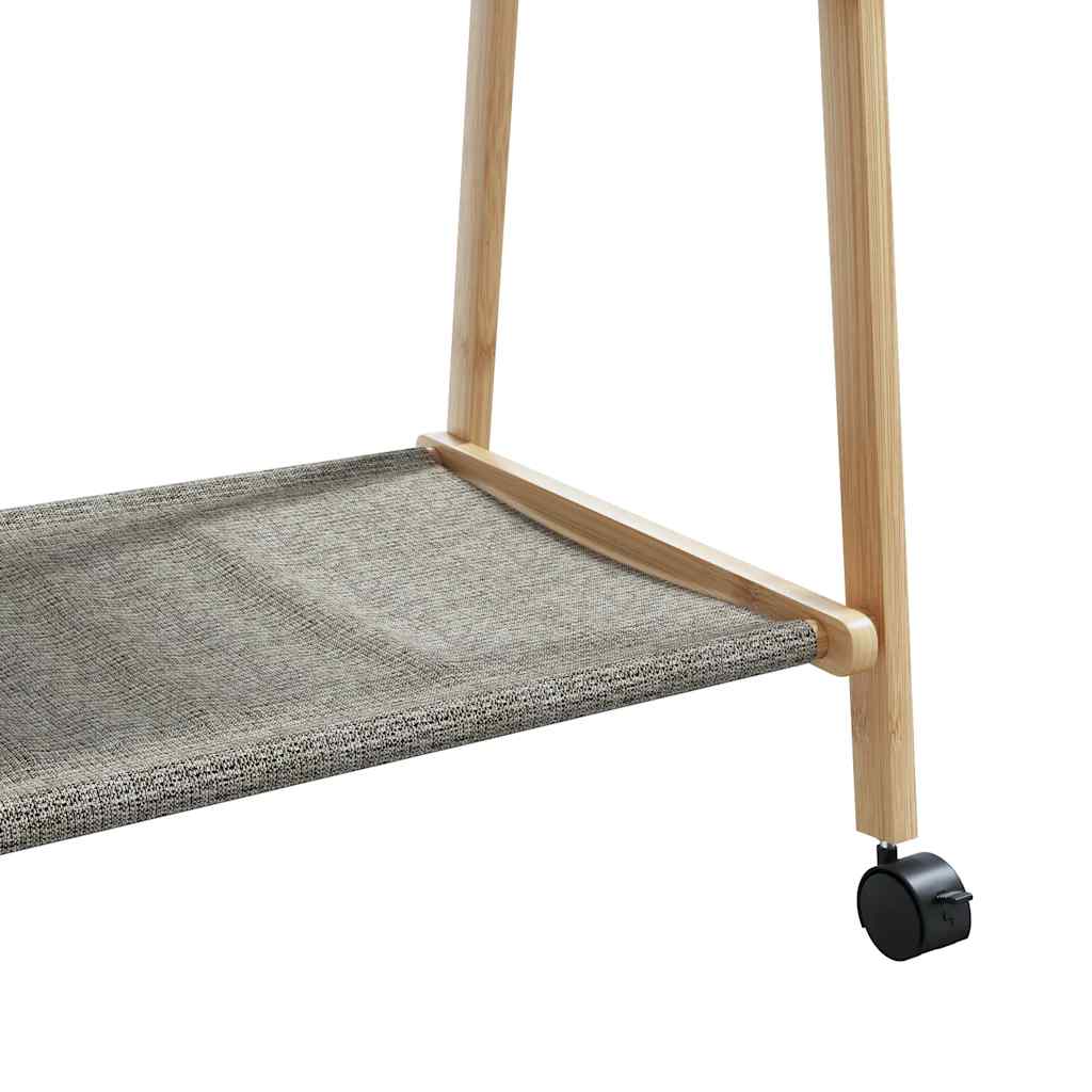 bambusz ruhaállvány polcokkal és kerekekkel 103 x 40 x 183 cm