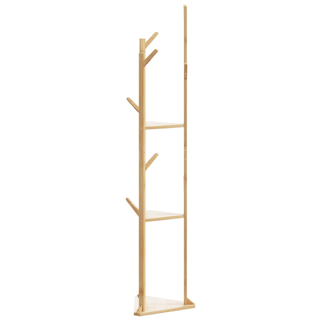 kabátállvány kampókkal és polcokkal bambusz 39x33x166cm bambusz
