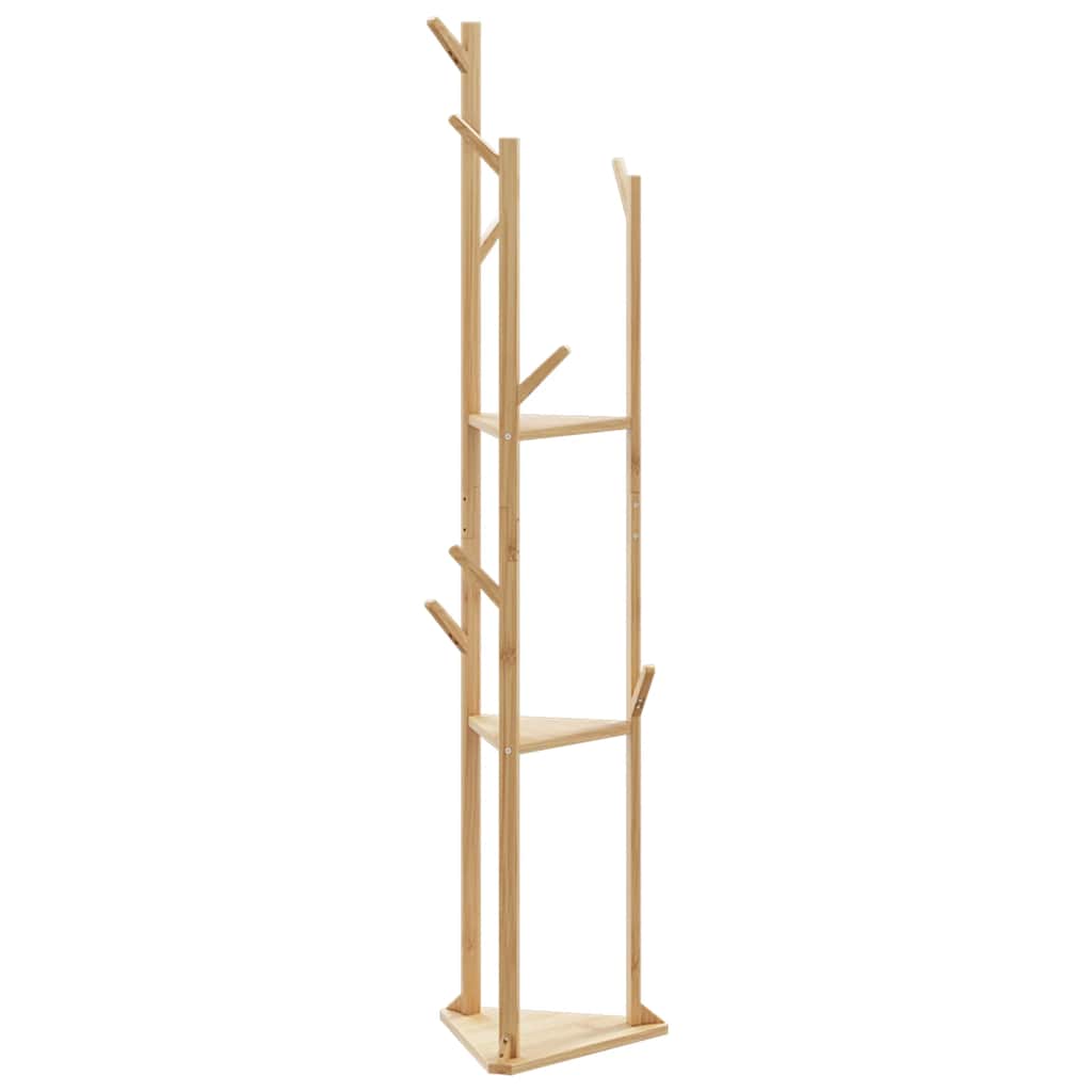 kabátállvány kampókkal és polcokkal bambusz 39x33x166cm bambusz
