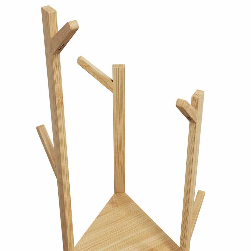 kabátállvány kampókkal és polcokkal bambusz 39x33x166cm bambusz