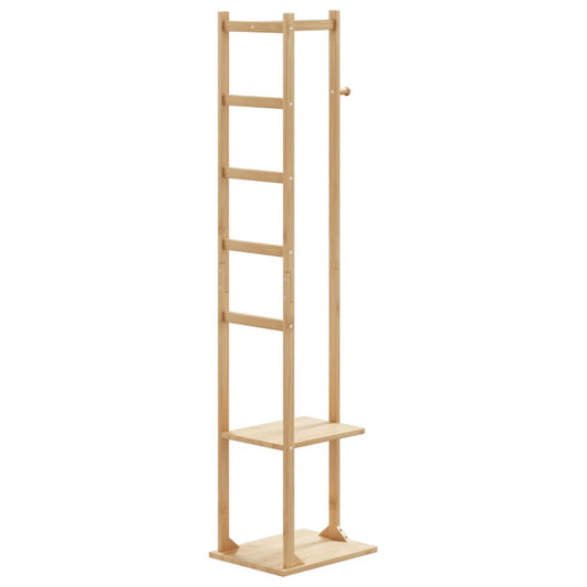 kabátállvány kampókkal és polcokkal 38,5x30x156 cm bambusz