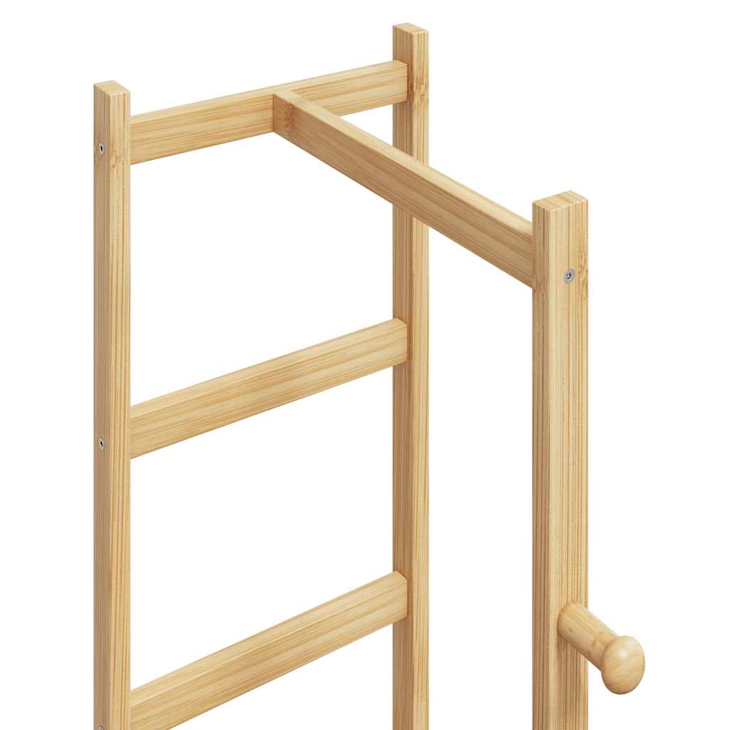 kabátállvány kampókkal és polcokkal 38,5x30x156 cm bambusz