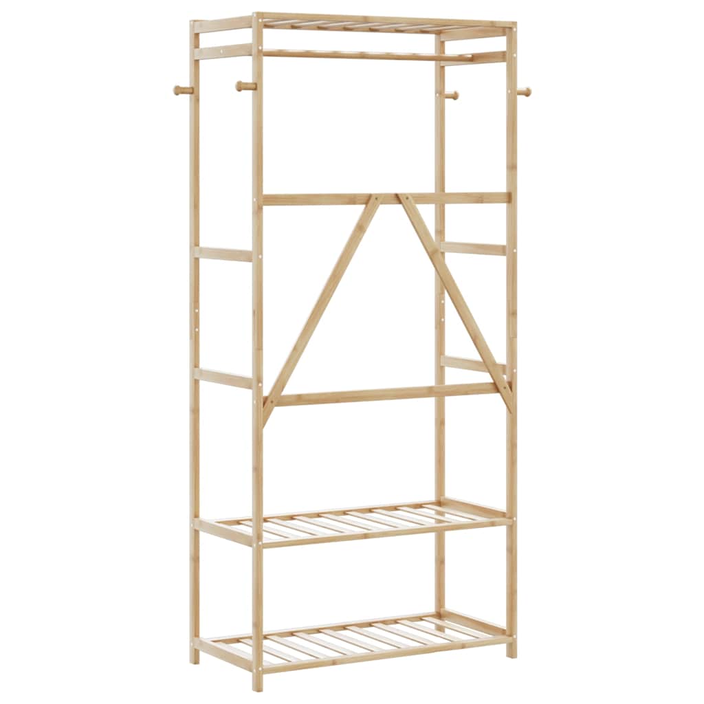 bambusz ruhaállvány polcokkal 80x40x175 cm
