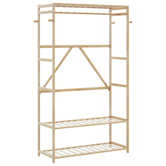 bambusz ruhaállvány polcokkal 110x40x175 cm