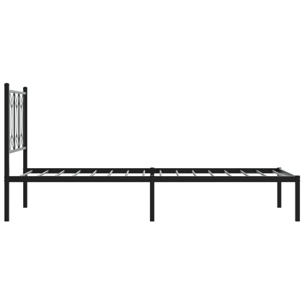 fekete fém ágykeret fejtámlával 80 x 200 cm