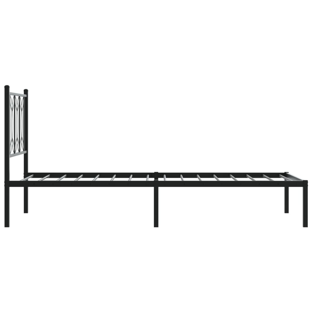 fekete fém ágykeret fejtámlával 90 x 200 cm