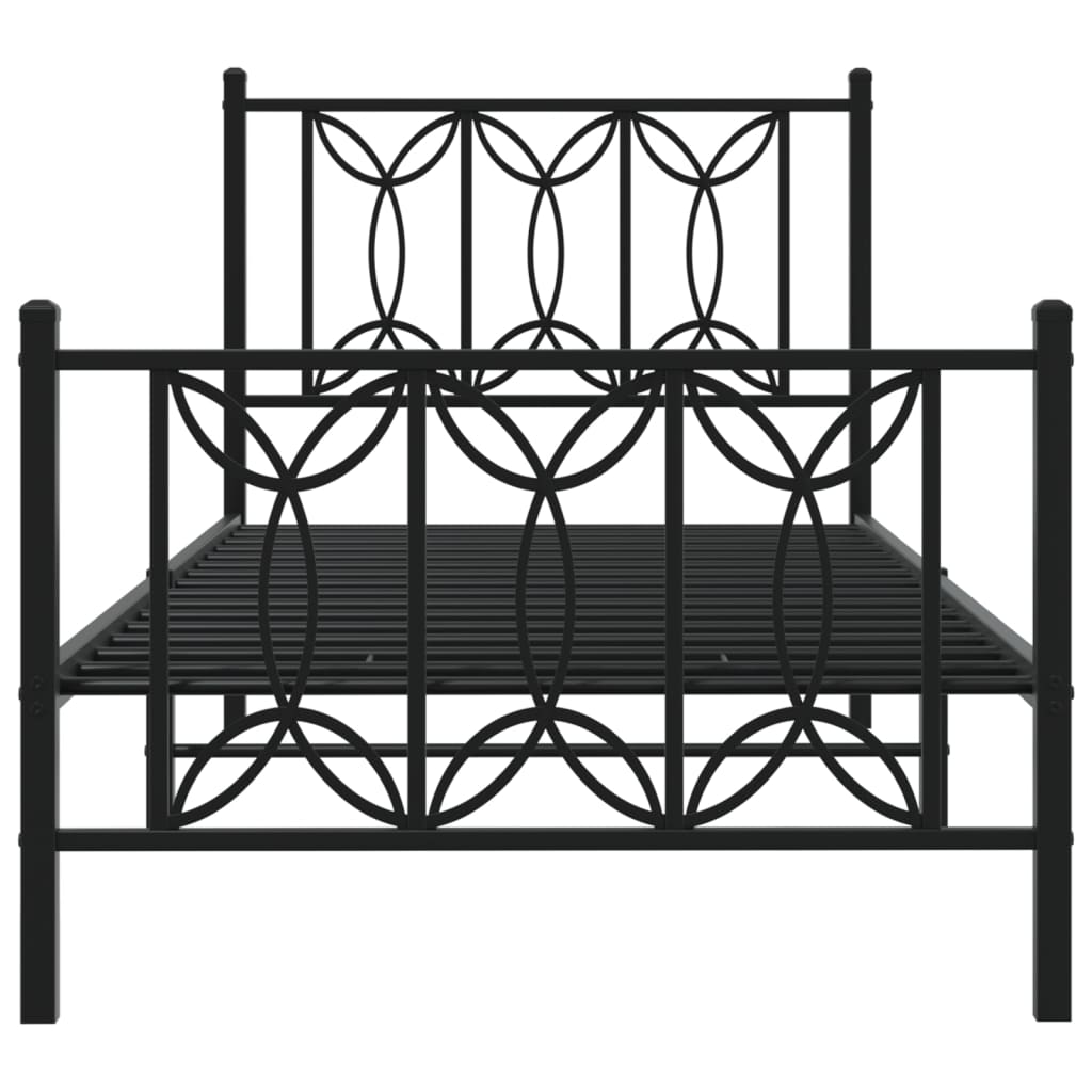 fekete fém ágykeret fej- és lábtámlával 80 x 200 cm