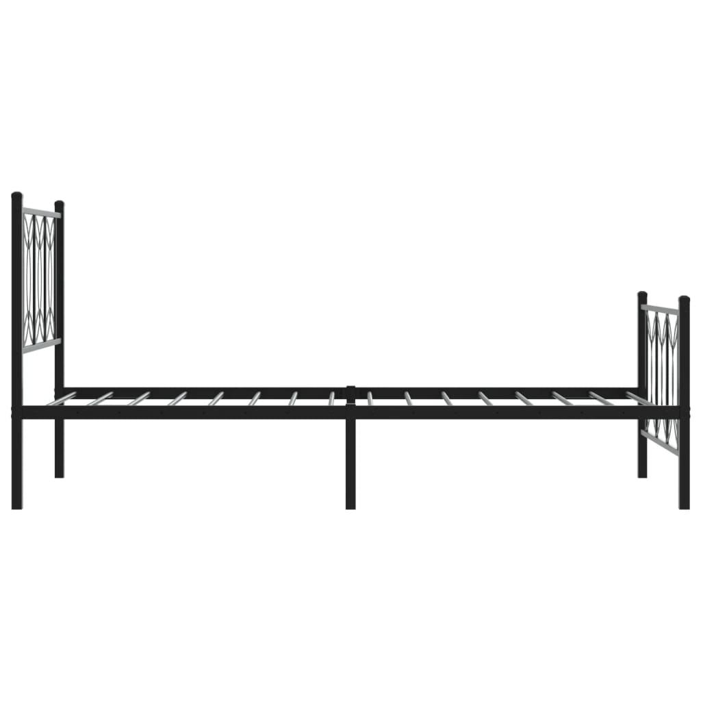 fekete fém ágykeret fej- és lábtámlával 80 x 200 cm