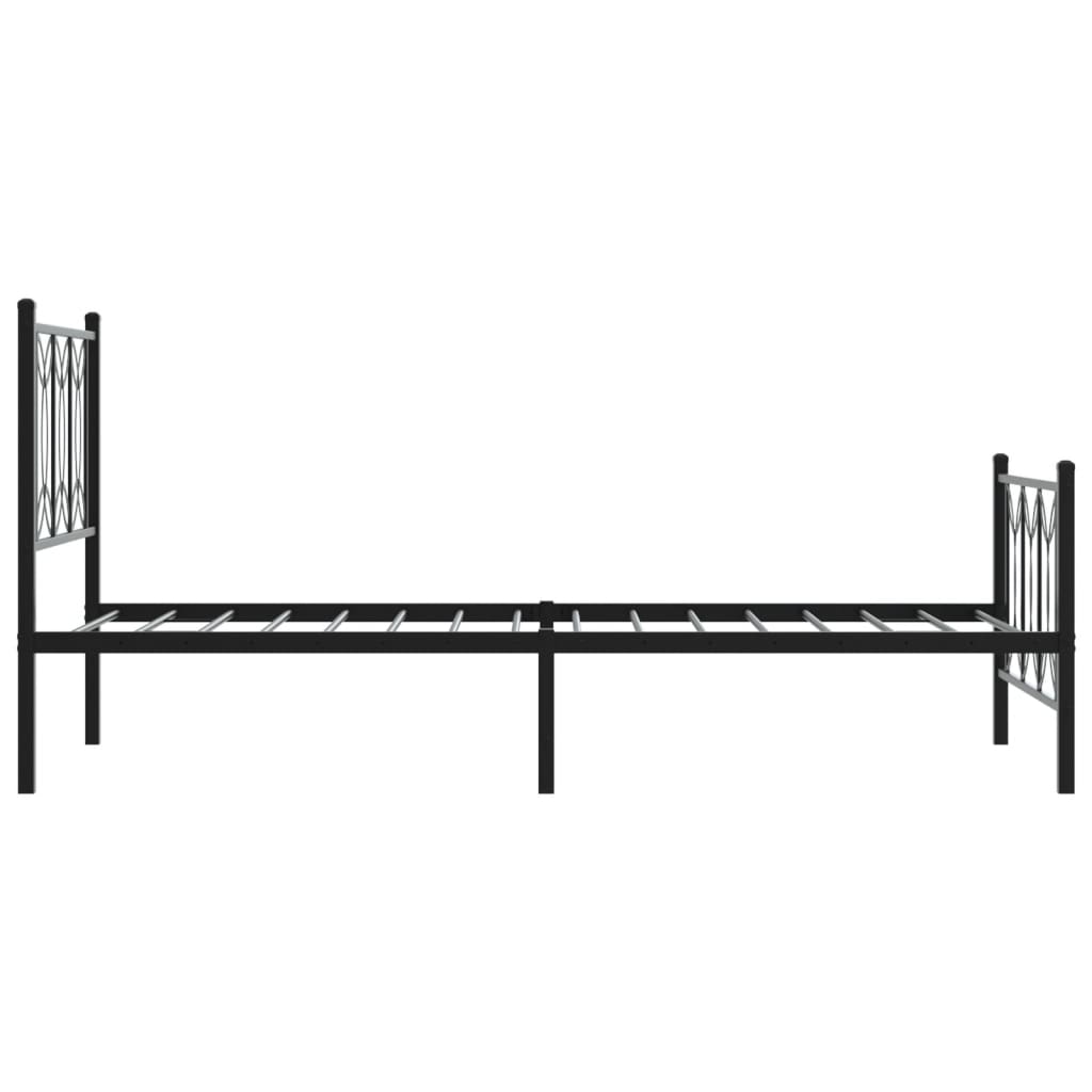 fekete fém ágykeret fej- és lábtámlával 90 x 200 cm