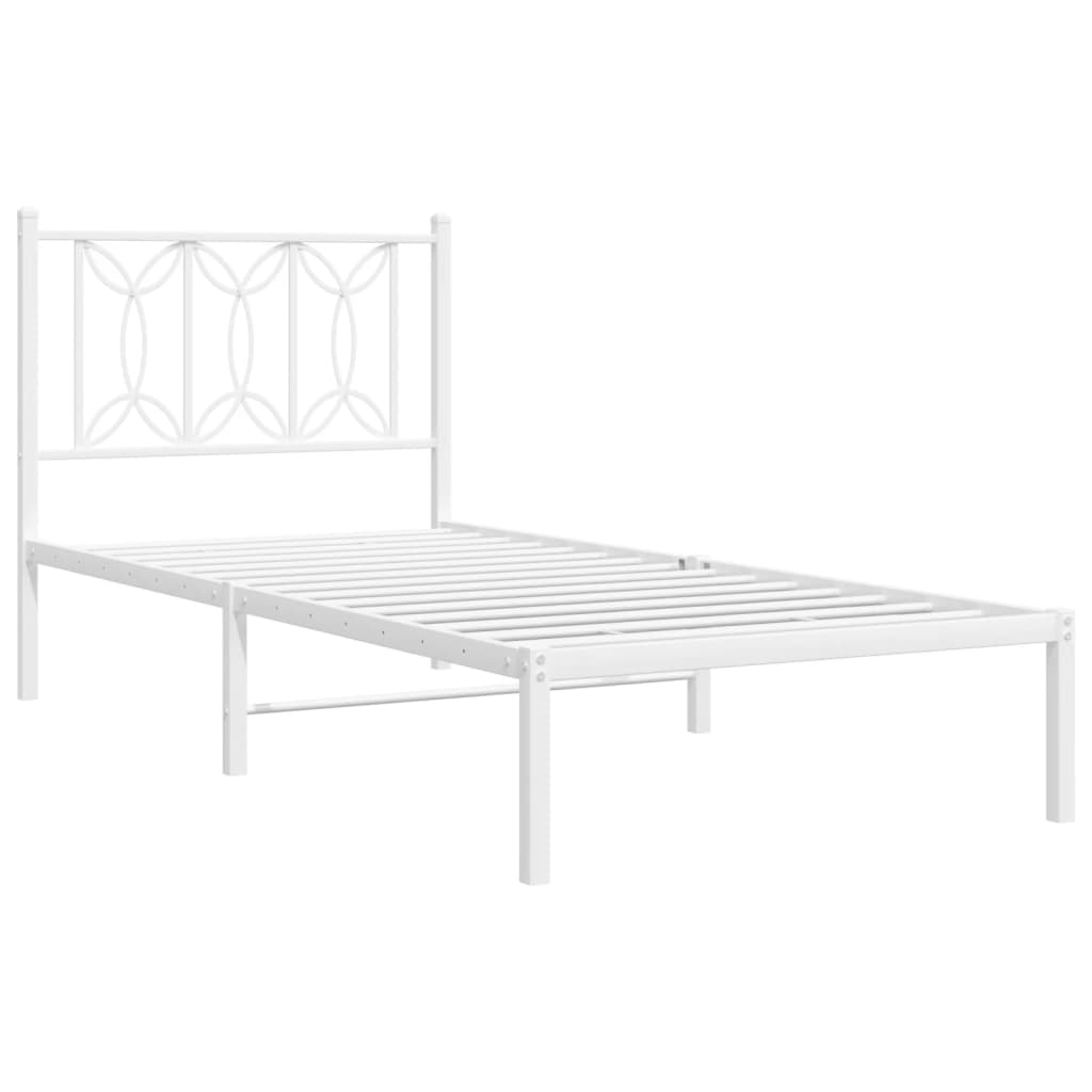 fehér fém ágykeret fejtámlával 90x200 cm
