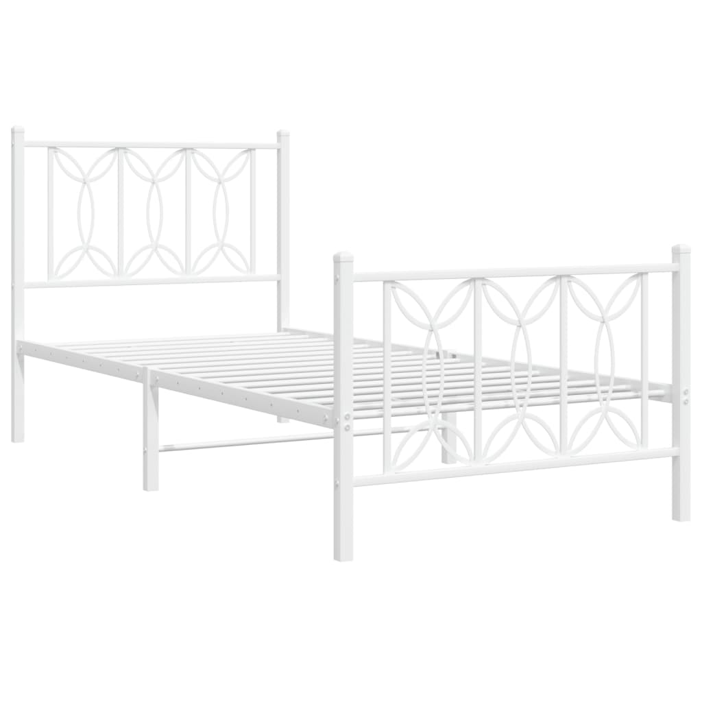 fehér fém ágykeret fej- és lábtámlával 80x200 cm