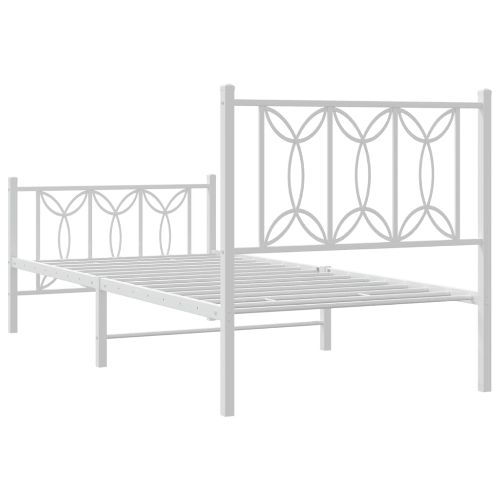 fehér fém ágykeret fej- és lábtámlával 80x200 cm