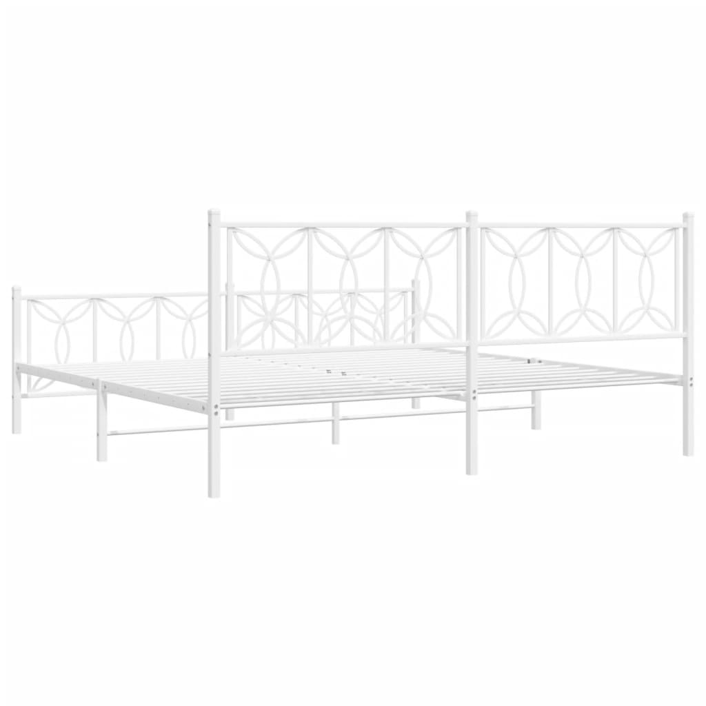 fehér fém ágykeret fej- és lábtámlával 200x200 cm