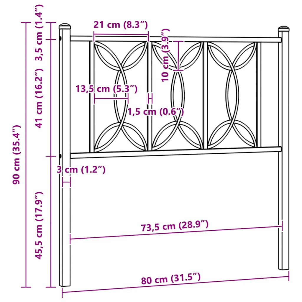 fehér fém csere fejtámla 75 cm