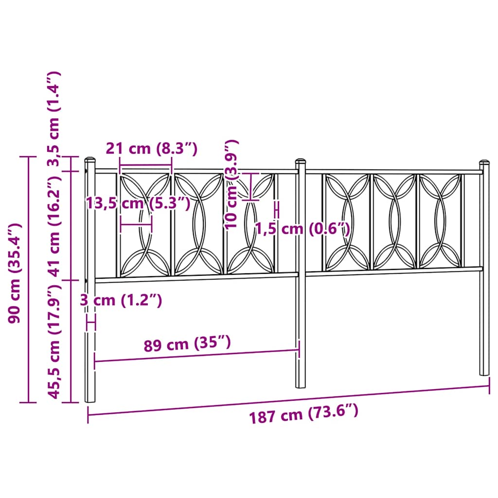 fehér fém csere fejtámla 180 cm