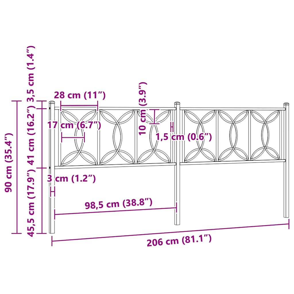 fehér fém csere fejtámla 200 cm